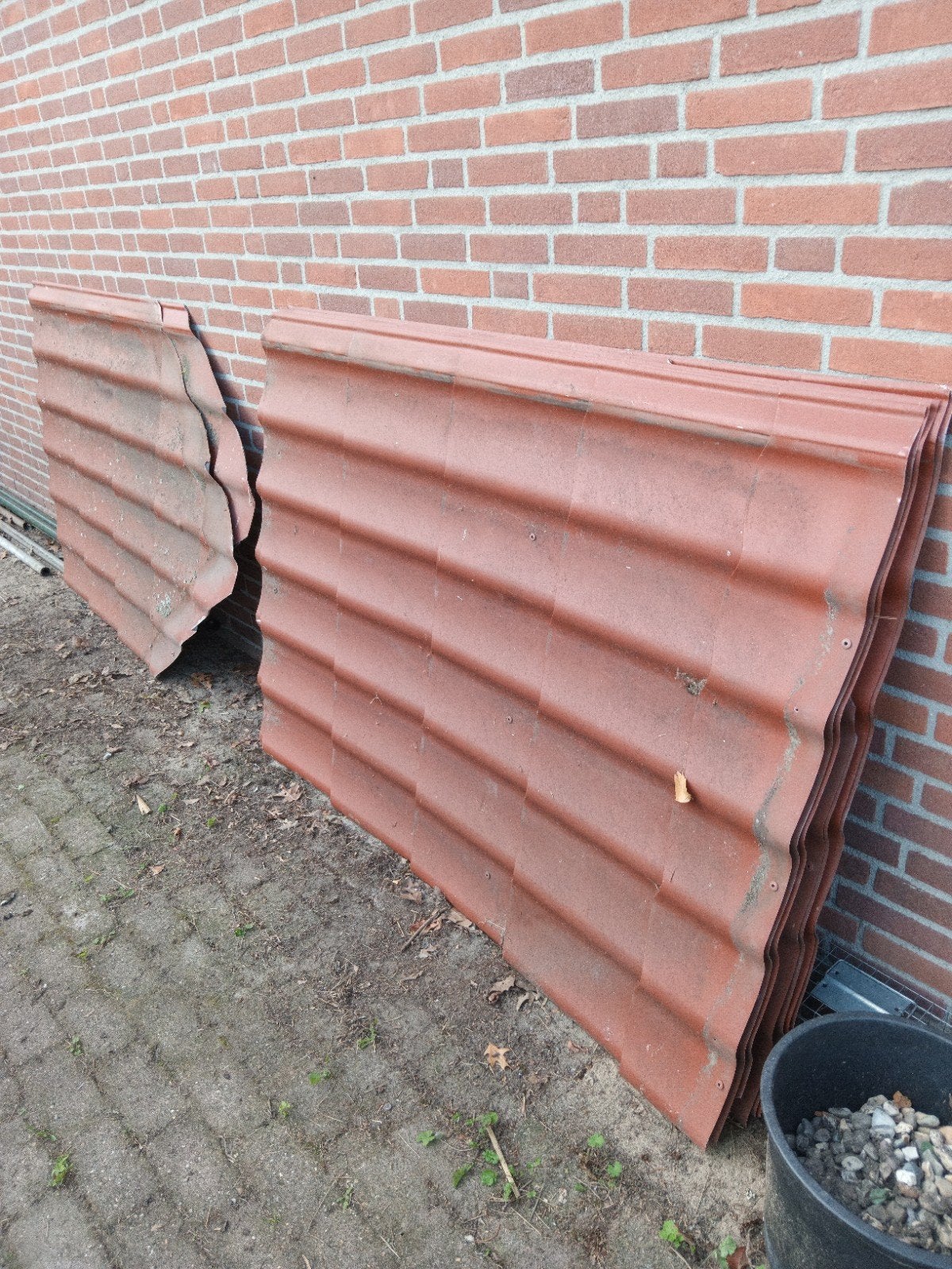 9 Dakpanplaten - Gebruikt, deels beschadigd, Dakplaat of Dakpanplaat, Gebruikt, Ophalen of Verzenden, Metaal