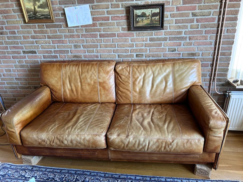 Baxter Arcon Italiaans Design Buffelleer Banken Marco, Huis en Inrichting, Banken | Bankstellen, Ophalen, Gebruikt, 150 tot 200 cm