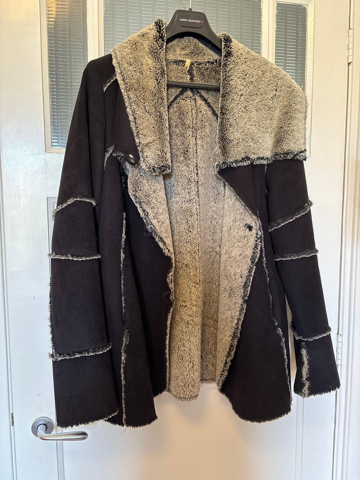 Warme suède-look jas met teddy voering - Maat 40, Ophalen of Verzenden, Gedragen, Maat 38/40 (M), Bruin