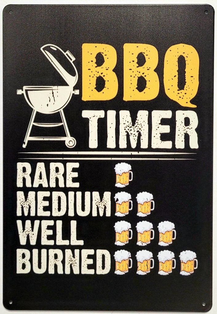 BBQ Timer bier reclamebord van metaal wandbord decoratie, Info@deconoord.nl, Deco Noord, Nieuw, Ophalen of Verzenden