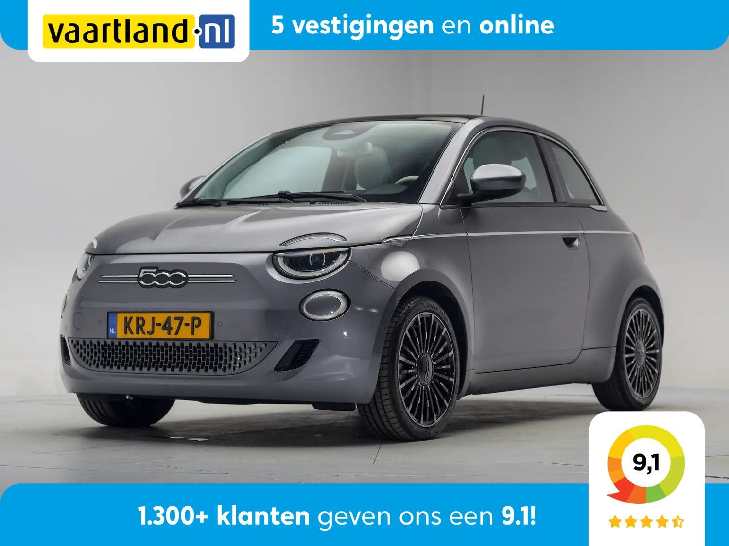 Fiat 500E 42 kWh La Prima [ Panoramadak Adapt.cruise Leder ], Auto's, Fiat, Automaat, 0 cilinders, Gebruikt, 118 pk