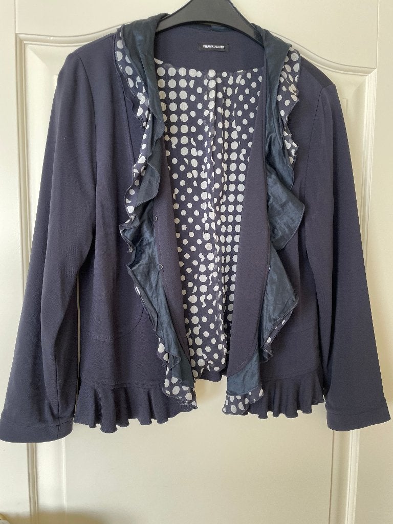 Donkerblauw jasje, Frank Walder, maat L, zgan, Kleding | Dames, Maat 42/44 (L), Zo goed als nieuw, Jasje, Frank Walder