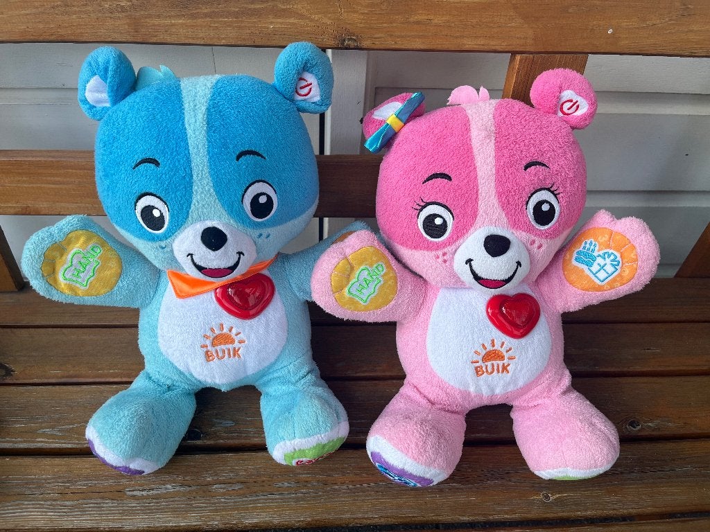 VTech interactieve roze en blauwe knuffelbeer Nina en Nino, Kinderen en Baby's, Ophalen of Verzenden, Zo goed als nieuw
