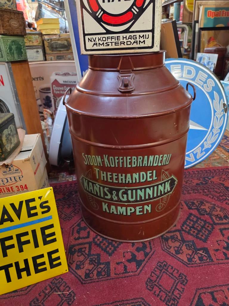 Groot koffie thee winkelblik Kanis en Gunnink uit Kampen, Verzamelen, Blikken, Ophalen, Koffie