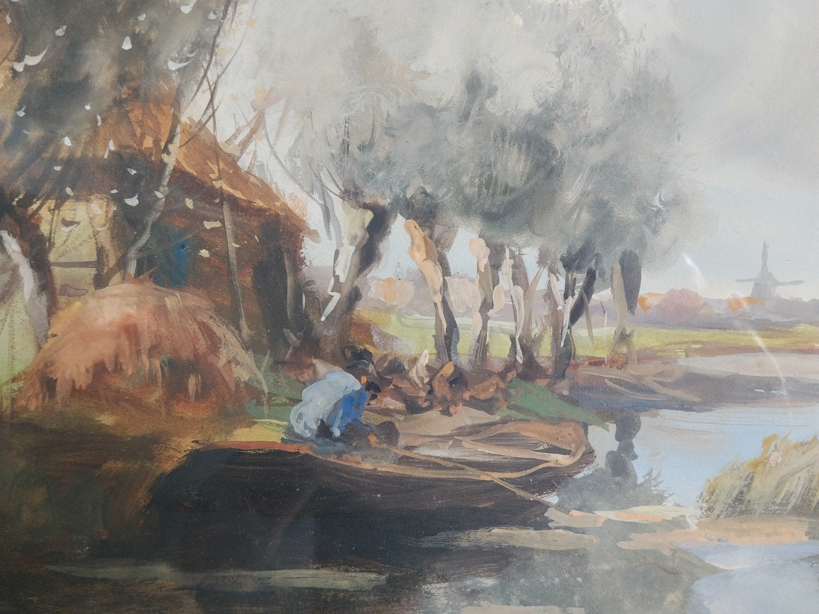 Schilderij Adriaan Terhell Hollands landschap oud schilderij, Ophalen of Verzenden