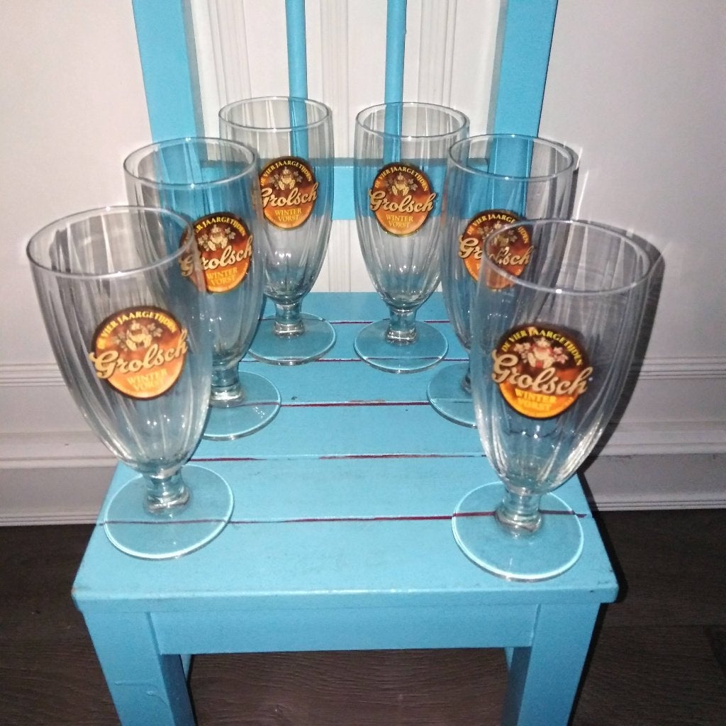 Grolsch wintervorst bierglazen set van 6, Ophalen, Zo goed als nieuw, Glas of Glazen, Grolsch