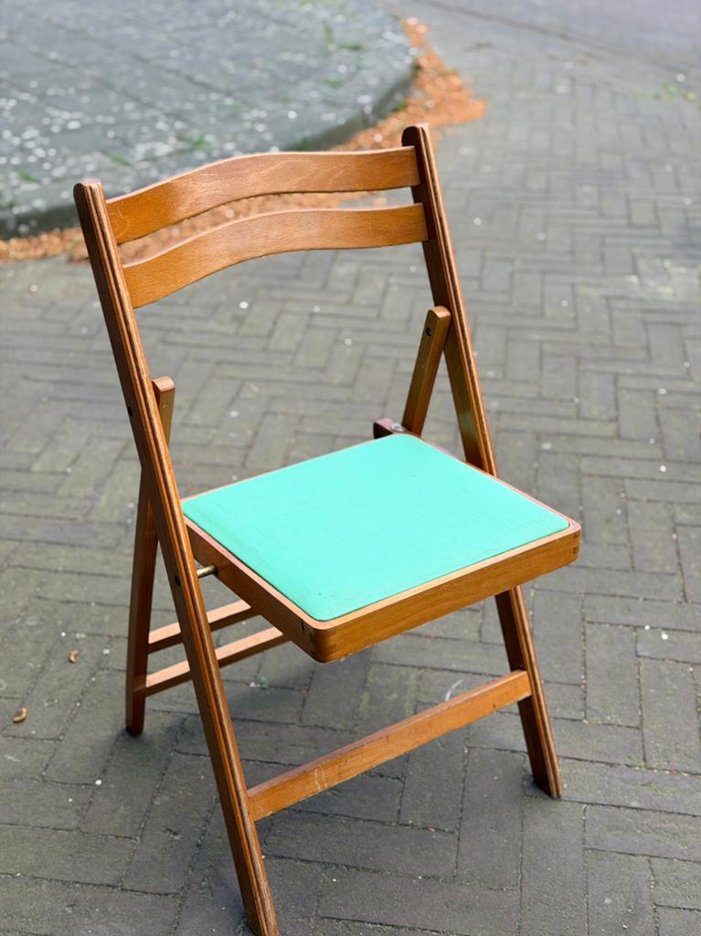Vintage houten klapstoel 25 stuks, Ophalen