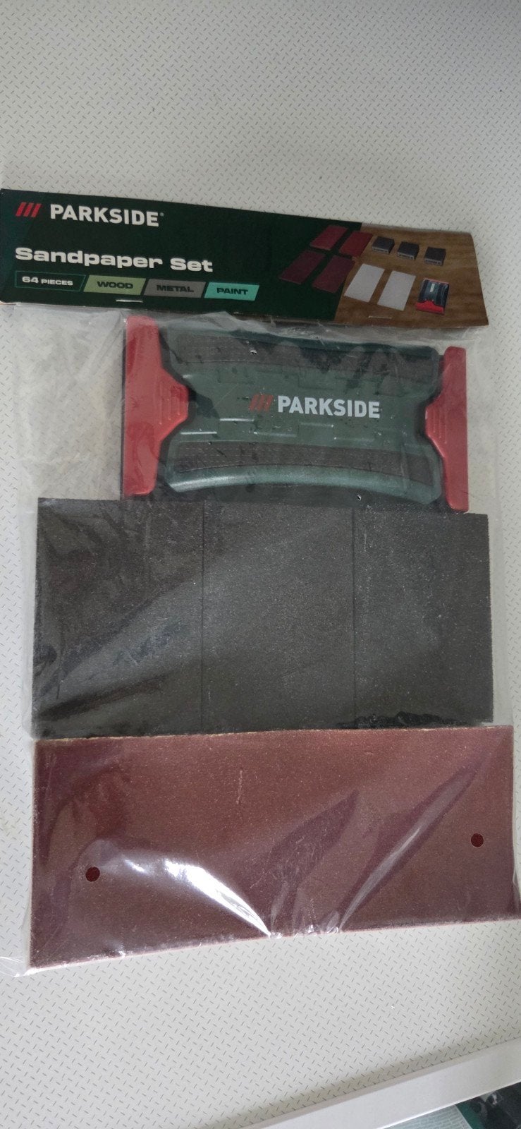 Parkside Schuurpapierset met schuurblok - 64-delig, Ophalen of Verzenden