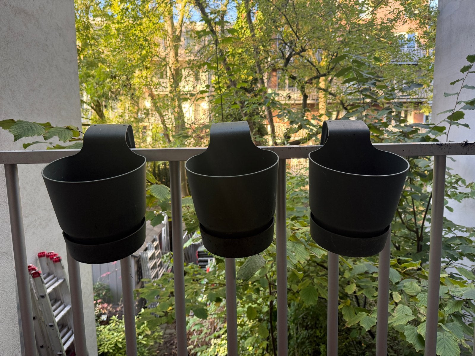 Elho - 3 hangpotten voor aan balkon - donkergroen, Kunststof, Gebruikt, Minder dan 30 cm, Balkon