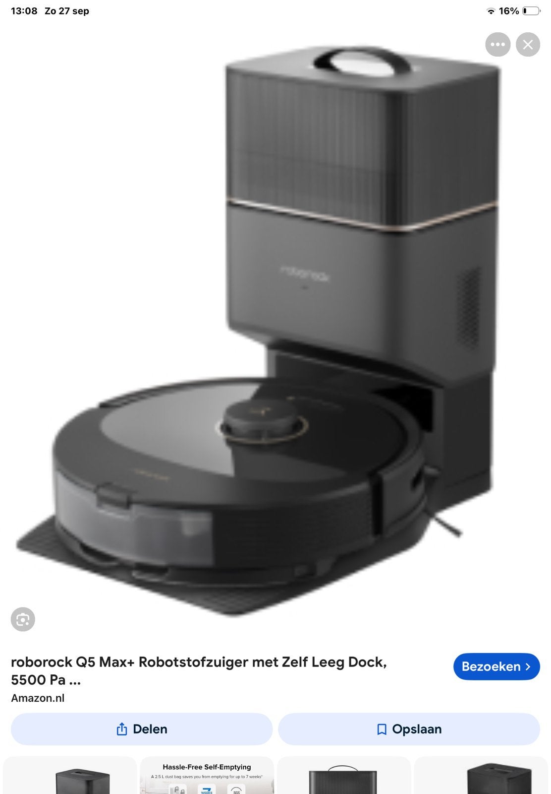 Roborock Q5 Max+ Robotstofzuiger met zelflegend station, Ophalen, Automatisch legen, Zo goed als nieuw, Robotstofzuiger