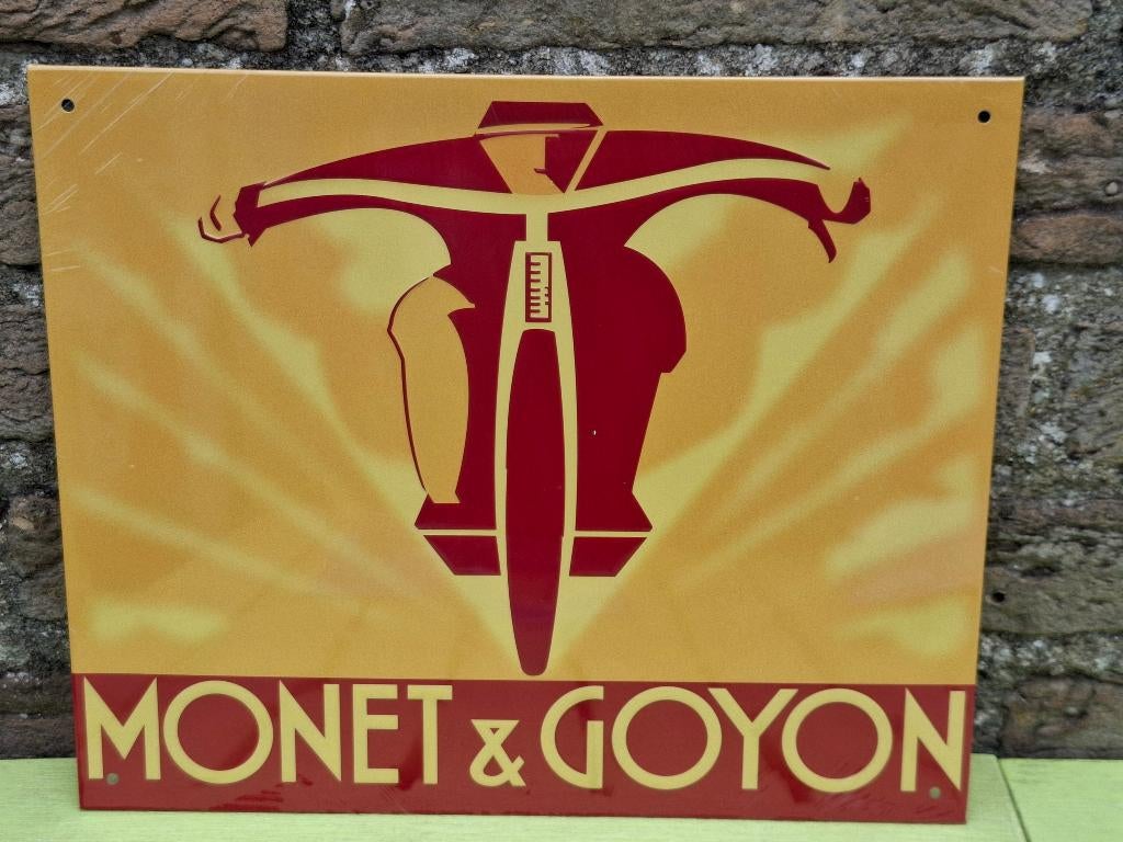 reclamebord in reliëf Monet & Goyon moto's + boekje, Ophalen of Verzenden, Nieuw, Motoren