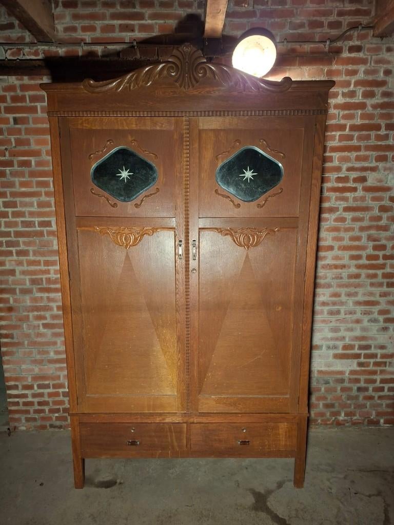 Oude Antiek Brocante Linnenkast Kledingkast Kast, Huis en Inrichting, Kasten | Kledingkasten, Met deur(en), Gebruikt, 100 tot 150 cm