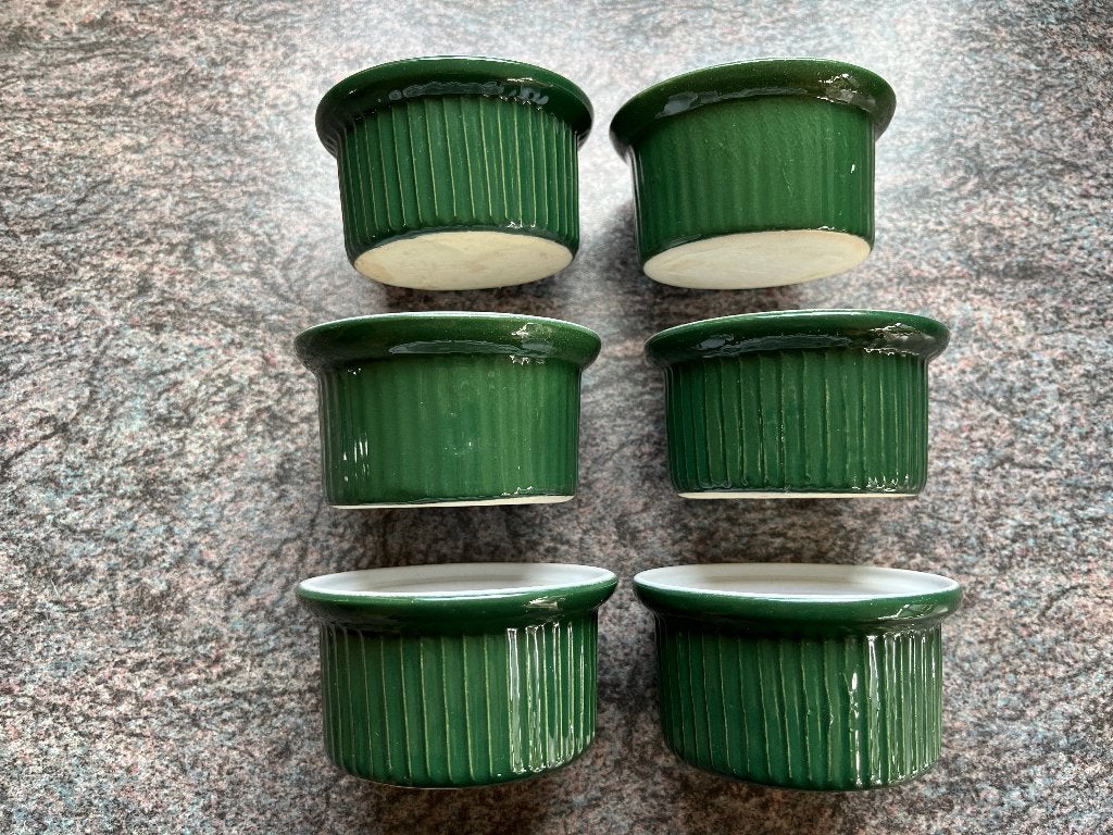 Set 6 stuks vintage Emile Henry ramekins (model 40-08), Ophalen of Verzenden, Zo goed als nieuw, Steen/keramiek, Overige typen