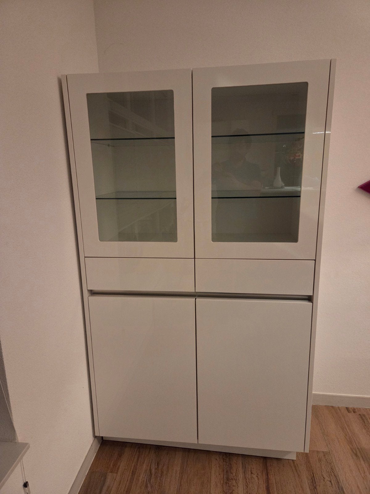 Witte vitrinekast met lades en deuren van van Diessen Keuken, 100 tot 150 cm, Met lade(s), Overige houtsoorten, Ophalen of Verzenden