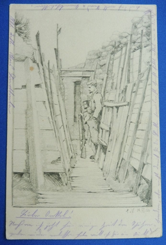 Feldpost 1916 - origineel getekende loopgraaf Westfront (F), Verzamelen, Verzenden, Landmacht, Duitsland
