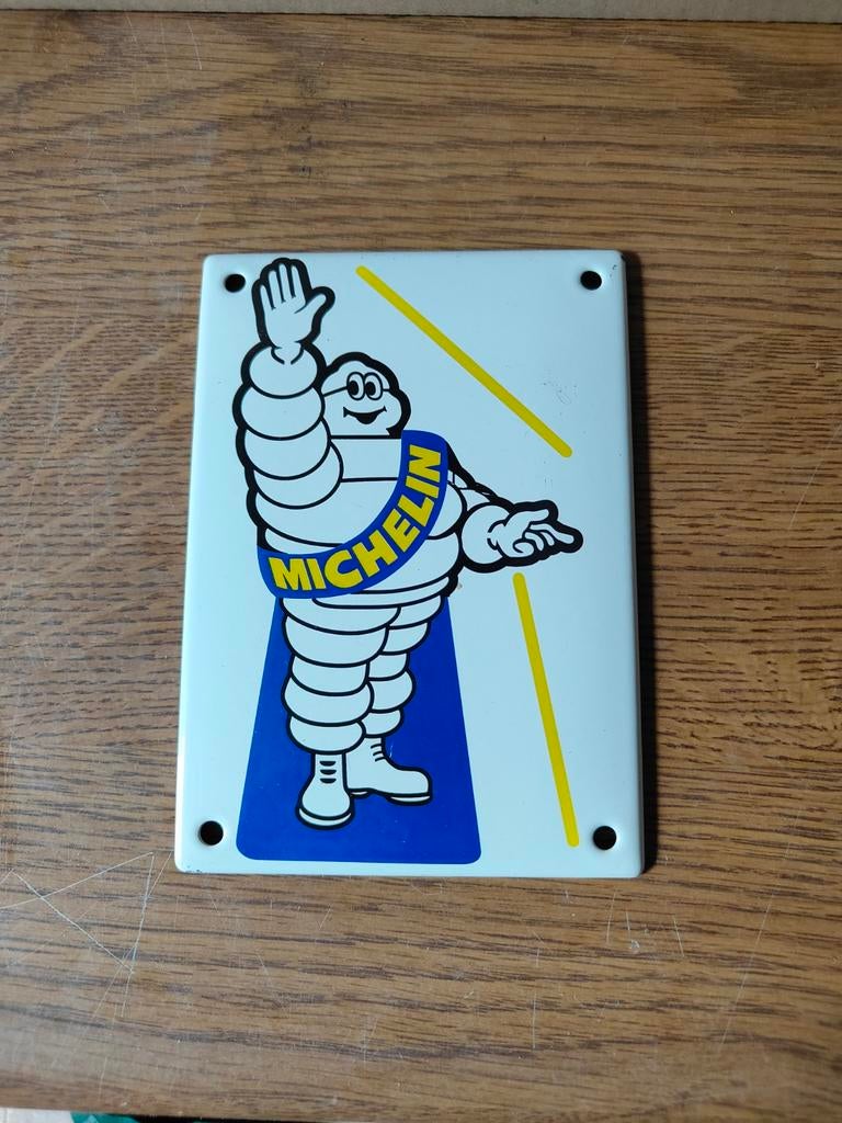Vintage Michelin Emaille Bord - Bibendum Reclameplaat, Antiek en Kunst, Antiek | Emaille, Ophalen of Verzenden