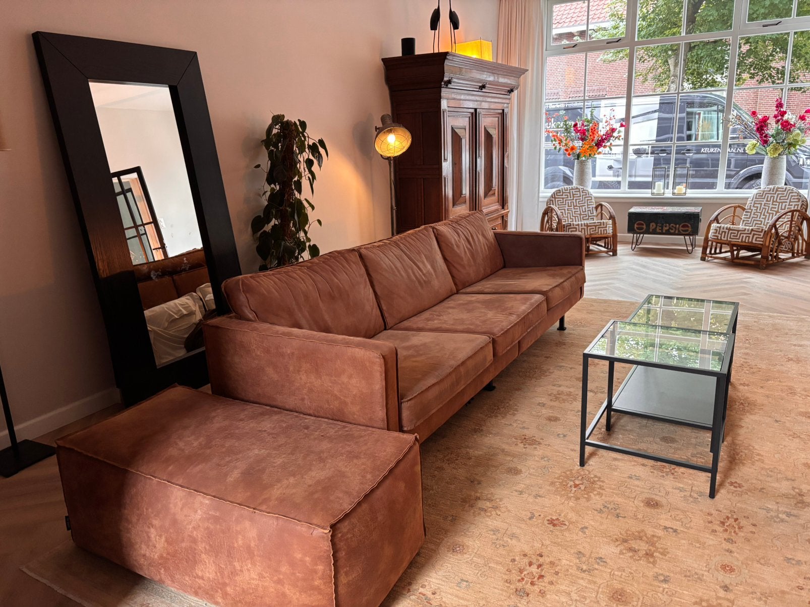 Bank - Be pure home - woood, Huis en Inrichting, Ophalen, Gebruikt, Leer