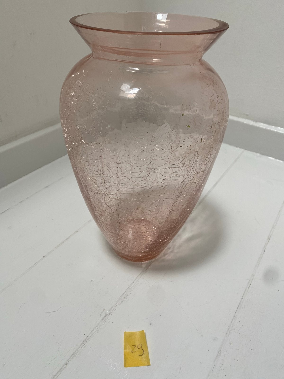 Roze craquelé glazen vaas, Ophalen of Verzenden