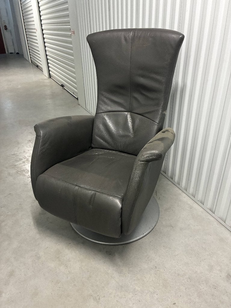 Lederen draai fauteuil, Ophalen, Gebruikt, Minder dan 75 cm, 50 tot 75 cm