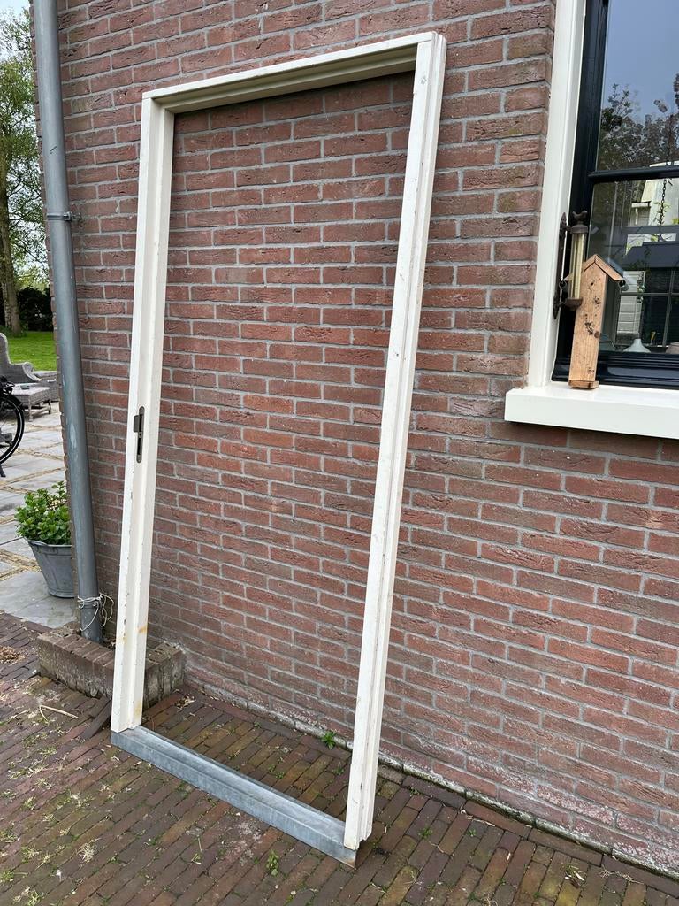 Hardhouten kozijn 212,5 x 93 rechts gegalvaniseerde dorpel, Ophalen, Gebruikt, 80 tot 100 cm, Buitendeur