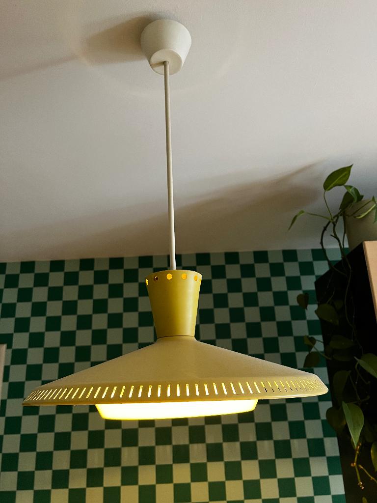 Philips Louis Kalff hanglamp, vintage, Huis en Inrichting, Lampen | Hanglampen, Ophalen, Gebruikt, Industrieel, vintage, Metaal
