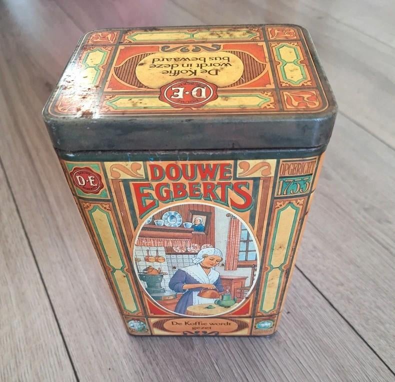 Oud Douwe Egberts koffieblik vintage retro blik 18 cm, Ophalen of Verzenden, Gebruikt, Koffie, Douwe Egberts