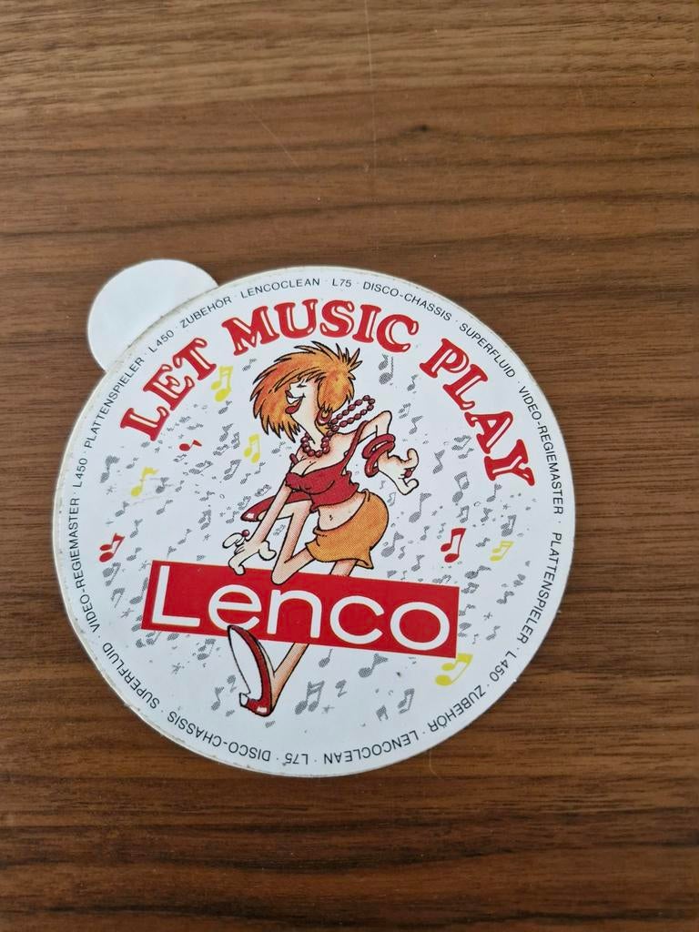6671 Sticker Lenco 'Let Music Play' Platenspeler, Ophalen of Verzenden, Gebruikt
