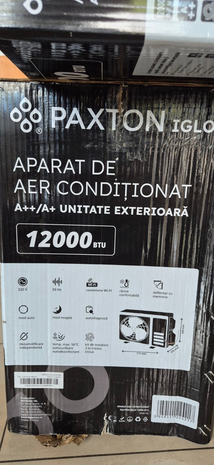Nieuw in doos: Paxton Iglo Split Airco 12000 BTU, Witgoed en Apparatuur, Airco's, Energieklasse A of zuiniger, Nieuw, 3 snelheden of meer