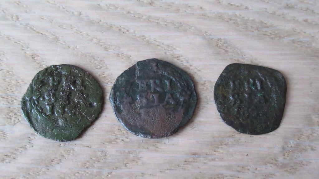 Frisia bronzen duiten / 1626 / 1653 / 1647 / bodemvondst, Ophalen of Verzenden, Vóór koninkrijk, Overige waardes, Setje