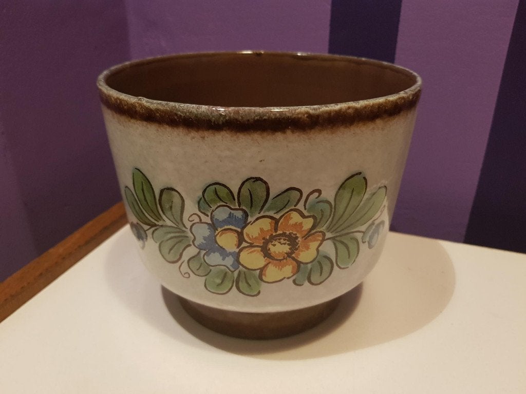 retro vintage 70s Strehla GDR bloempot plantenpot bloem pot, Ophalen, Rond, Binnen, Zo goed als nieuw