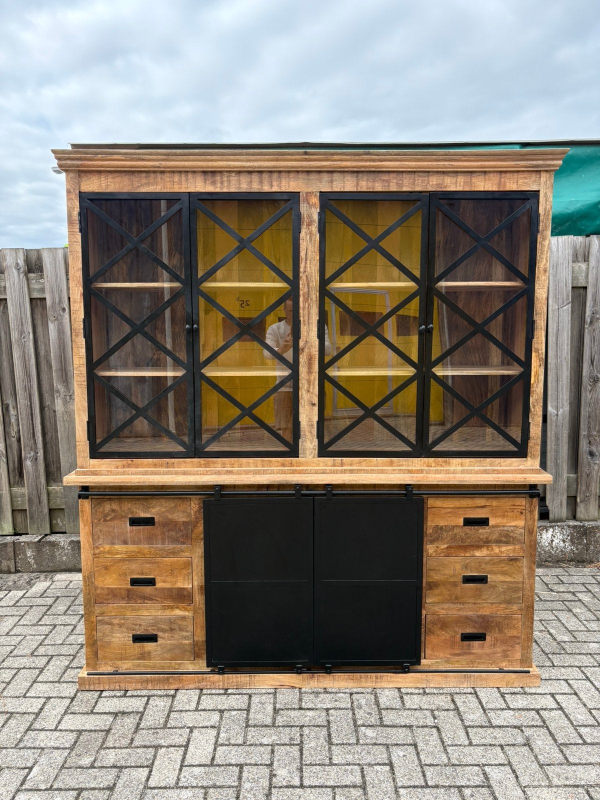 NIEUW - mangohout buffetkast (breed 160cm, hoog 220cm), Huis en Inrichting, Ophalen, 200 cm of meer, 150 tot 200 cm, Nieuw