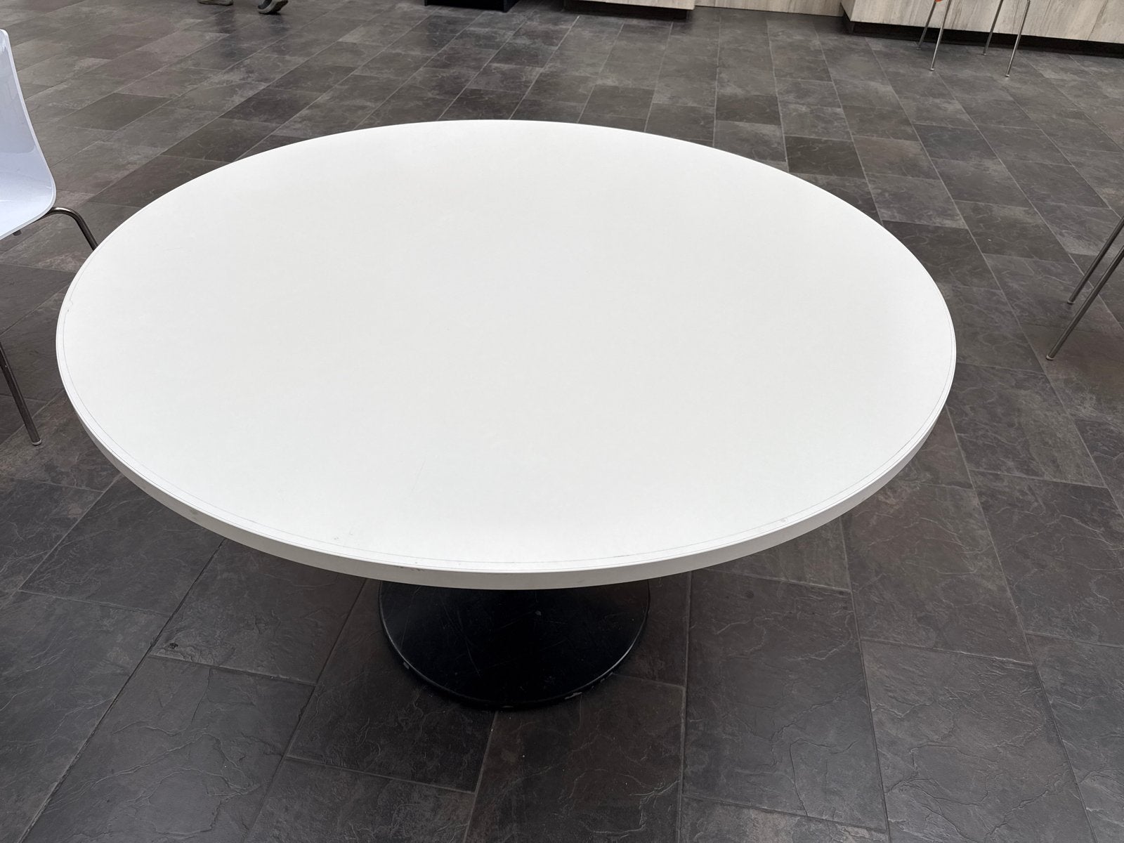 Ronde witte tafel - Diameter 120cm, Hoogte 75cm, Huis en Inrichting, Ophalen, Gebruikt, 100 tot 150 cm, Rond
