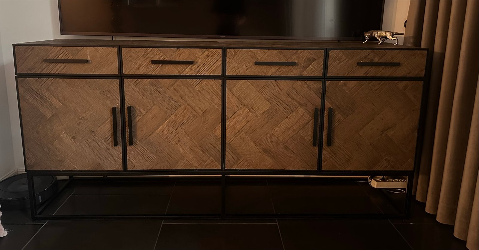 Richmond Interiors visgraat eikenhout set, Huis en Inrichting, Kasten | Dressoirs, Ophalen, Gebruikt, 150 tot 200 cm, Eikenhout