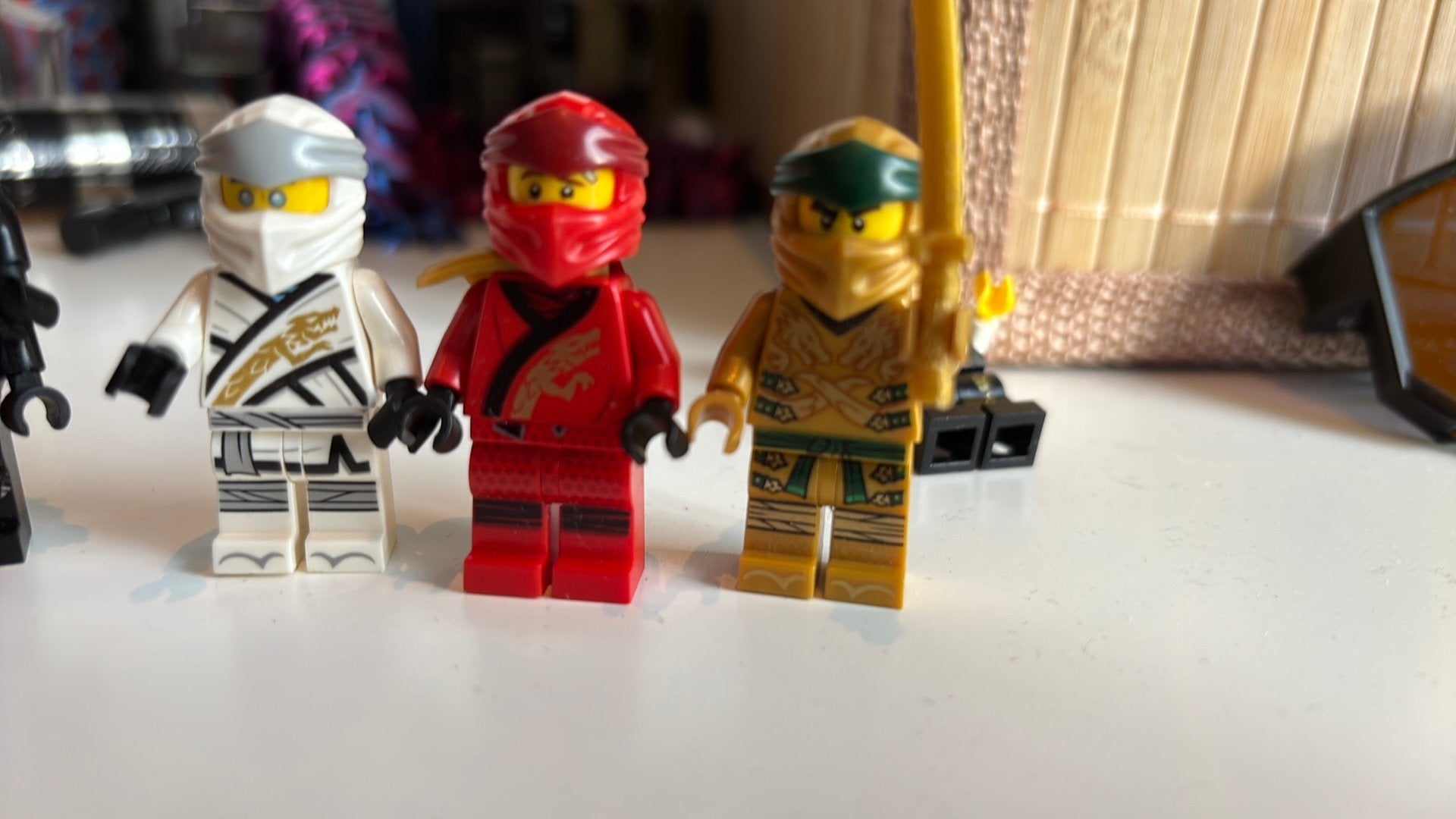Lego Ninjago minifiguren: Gouden Lloyd, Kai, Digi Jay, Ophalen of Verzenden, Gebruikt