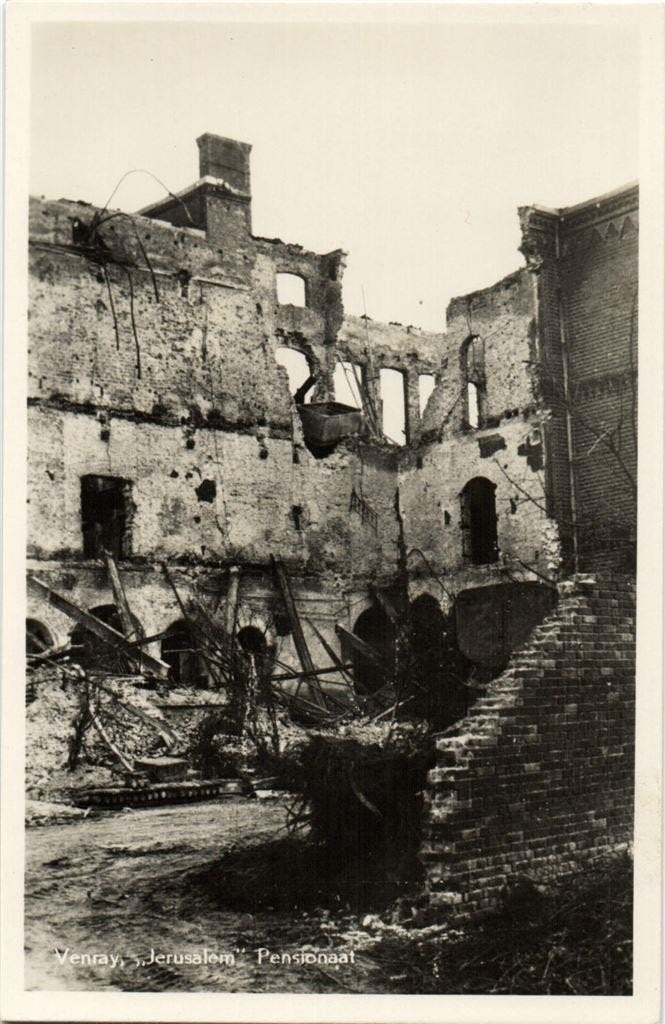 Venray, Jerusalem Pensionaat - binnengezicht - oorlog - onge, Verzamelen, Ansichtkaarten | Nederland, Verzenden, 1940 tot 1960