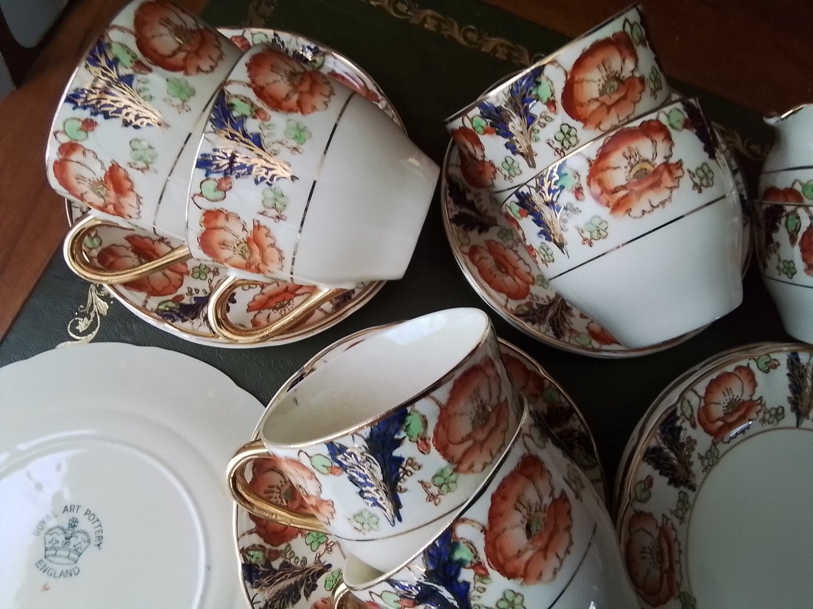 6 delig Engels servies,  kop en schotels, Gebaksbordjes e.d., Antiek en Kunst, Antiek | Servies compleet, Ophalen of Verzenden