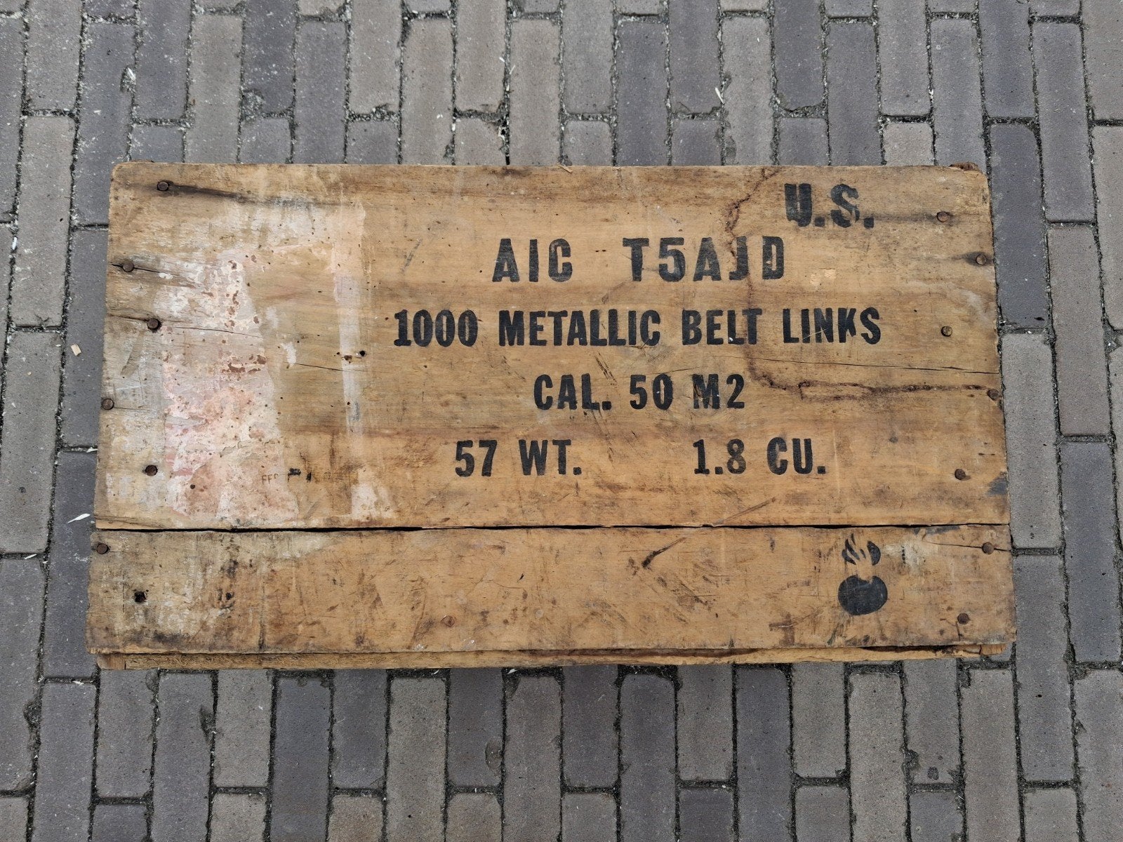 US WW2 cal .50 kist voor schakels M2HB, Verzamelen, ., Ophalen of Verzenden, ., .