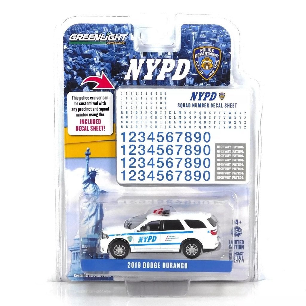 2019 Dodge Durango van Greenlight 1/64 police NYPD stickers, Ophalen of Verzenden, Nieuw, Auto