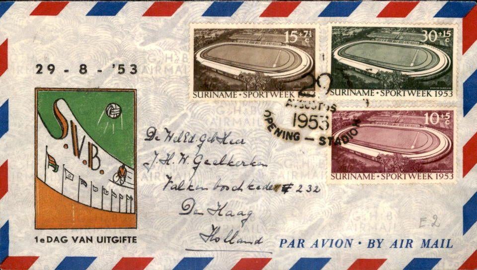 Suriname - FDC - 1953, Postzegels en Munten, Brieven en Enveloppen | Nederland, Verzenden, Envelop