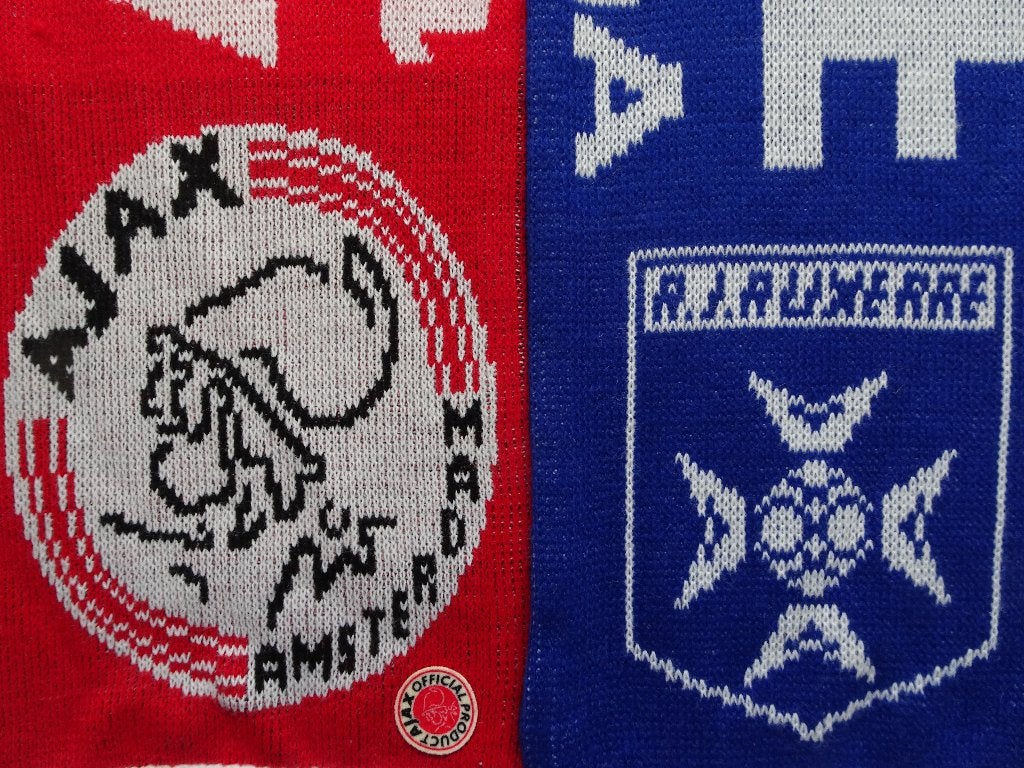 sjaal Ajax - AJ Auxerre, Verzamelen, Sportartikelen en Voetbal, Ophalen of Verzenden, Zo goed als nieuw, Ajax, Vaantje of Sjaal