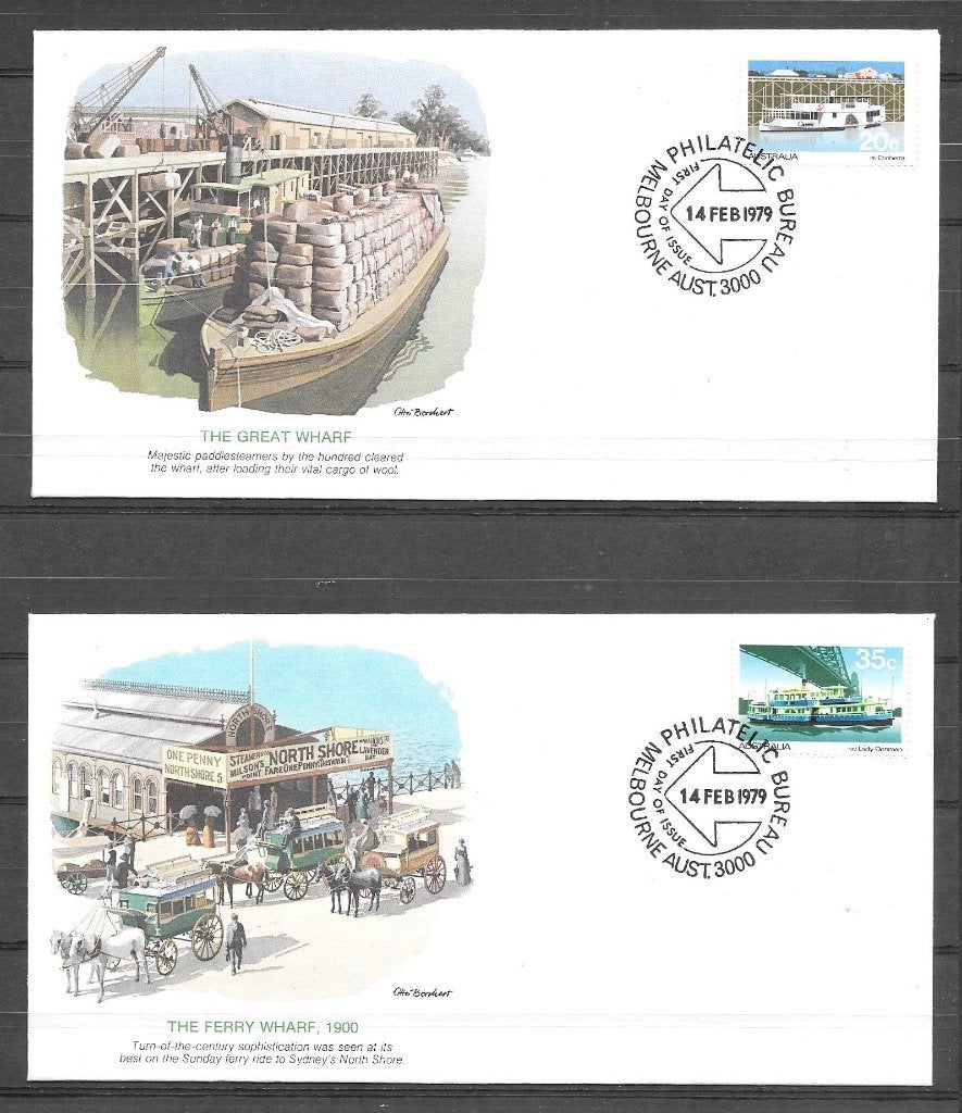 Australie 1979 4 FDC's Schepen, Verzenden, Gestempeld