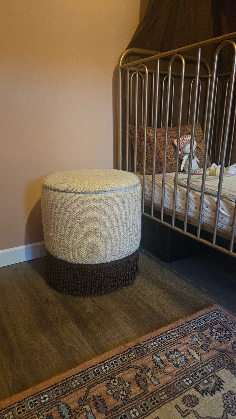 vintage poef, Ophalen, Minder dan 50 cm, Rond, Minder dan 50 cm