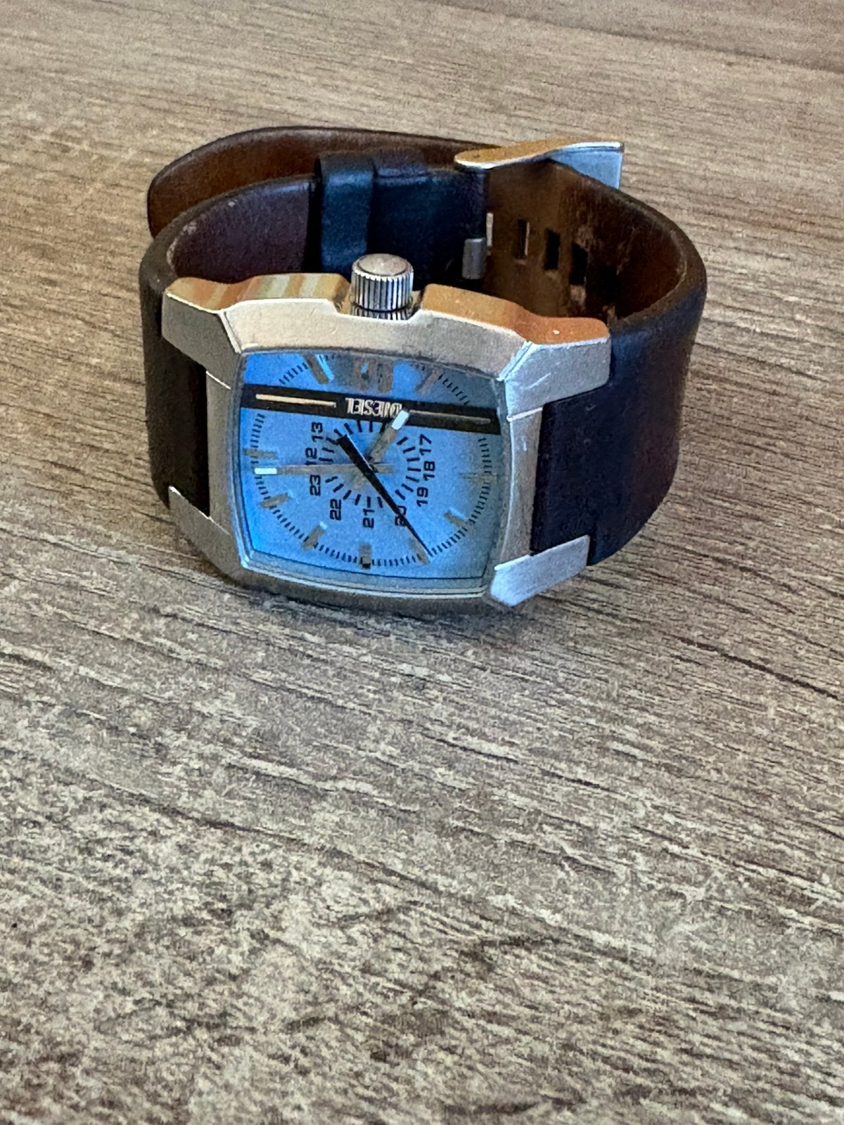 Diesel DZ1998 Cliffhanger herenhorloge blauw/bruin, Overige merken, Staal, Polshorloge, Ophalen of Verzenden