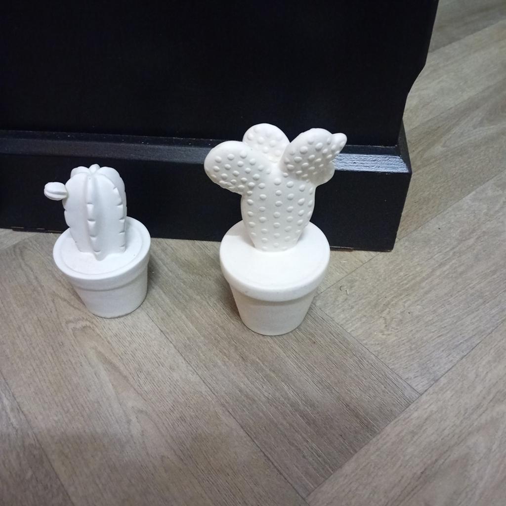 Decoratieve cactus beeldjes - set van 2, Ophalen of Verzenden, Zo goed als nieuw, Modern, Wit