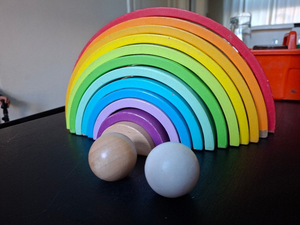 Regenboog speelgoed Montessori Small Foot 12-delig, Ophalen of Verzenden, Gebruikt, Overige typen