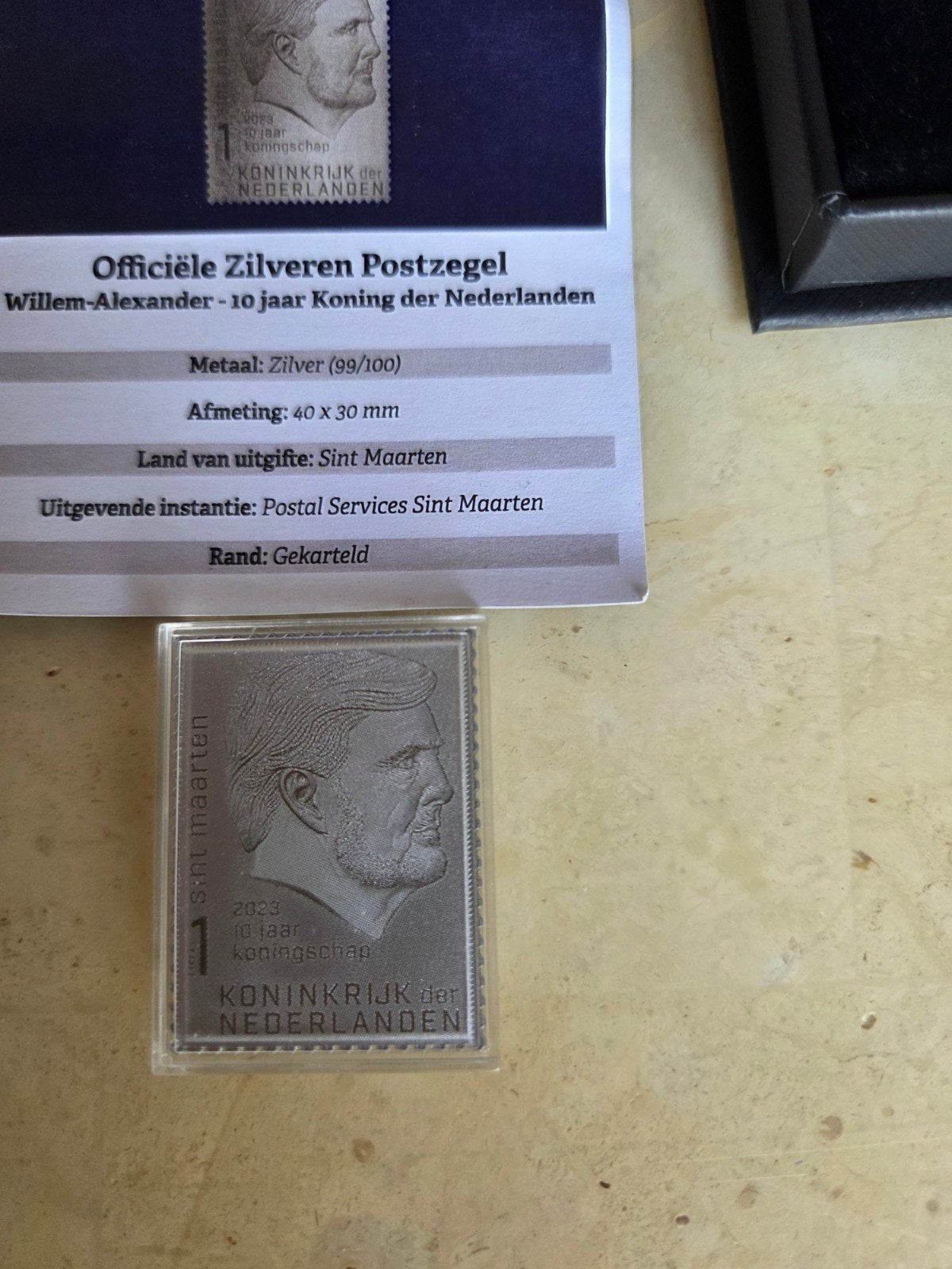Officiële Zilveren Postzegel Willem-Alexander Sint Maarten, Ophalen of Verzenden
