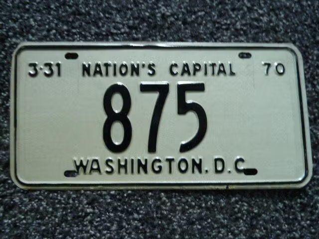 Kentekenplaat licenseplate Washington DC 1970 USA, Verzenden, Gebruikt, Auto's