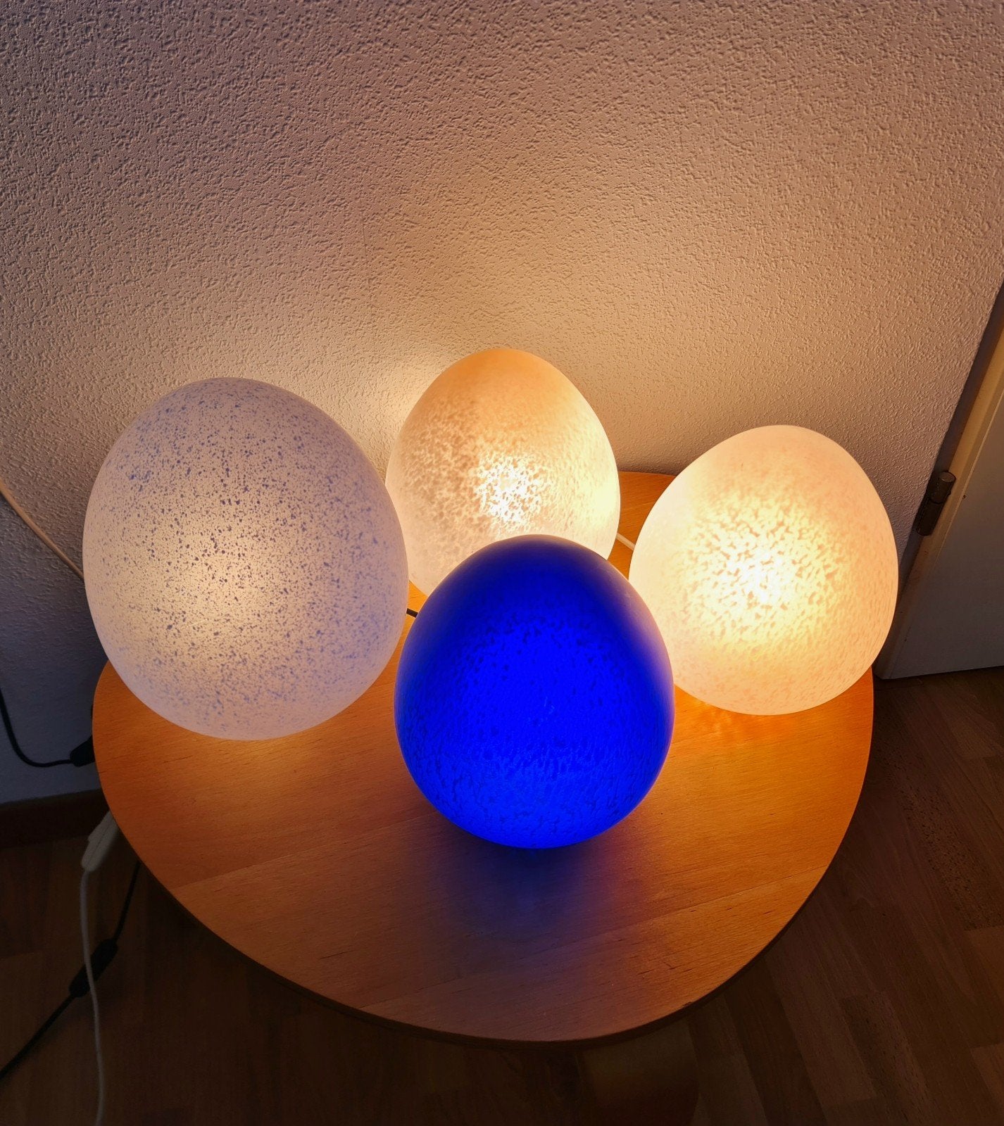 Egglamp eilamp tafellampen (4) glas wit (licht) blauw roze, Blauw, Ophalen, Glas