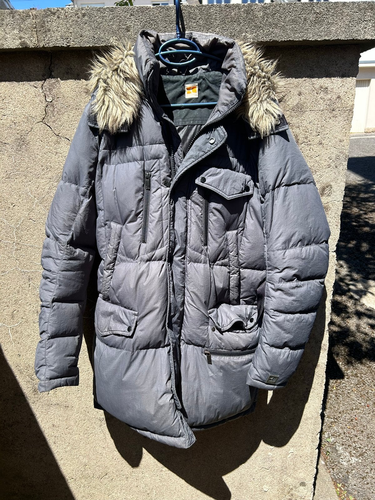 Hugo Boss Orange Winterjas met bontkraag maat L, Kleding | Heren, Jassen | Winter, Ophalen, Gedragen, Overige maten, Grijs