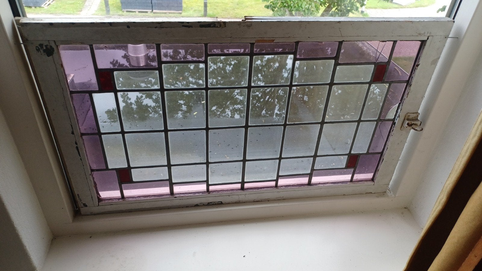 2 unieke glas in lood ramen - Vintage charme, Doe-het-zelf en Verbouw, Glas en Ramen, Ophalen, Gevelraam of Ruit, Gebruikt, 80 tot 120 cm